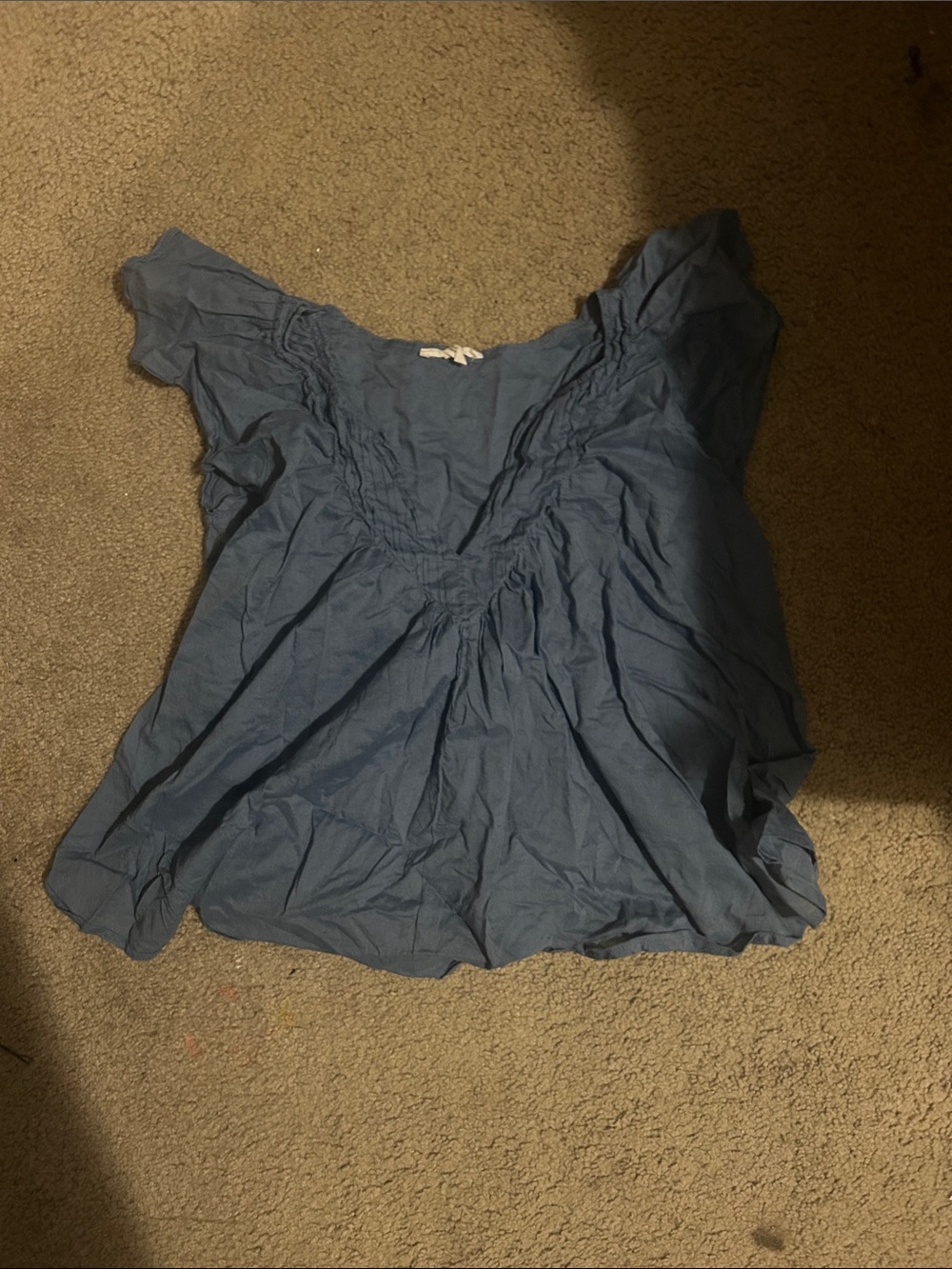Maurices Slate Blue V-Neck Short Sleeve Blouse